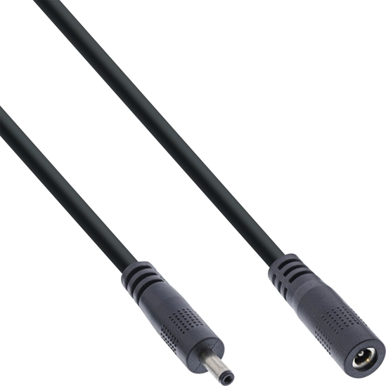 Picture of Kabel zasilajcy InLine InLine® DC extension cable, DC plug male/female 3.5x1.35mm, AWG 18, black, 3m