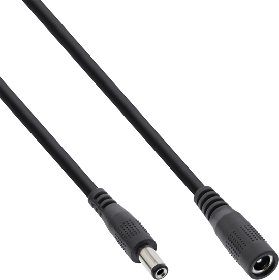 Picture of Kabel zasilajcy InLine InLine® DC extension cable, DC plug male/female 5.5x2.1mm, AWG 18, black, 5m