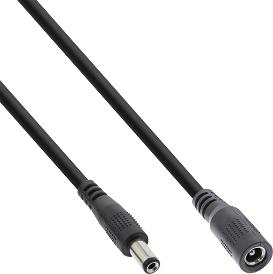 Picture of Kabel zasilajcy InLine InLine® DC extension cable, DC plug male/female 5.5x2.5mm, AWG 18, black, 3m