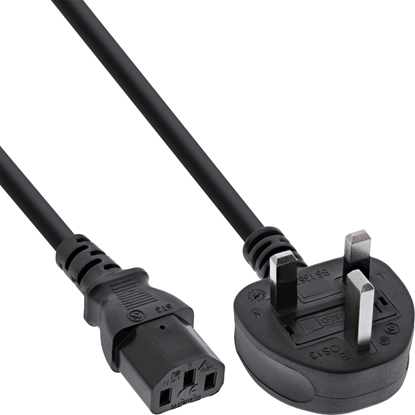 Picture of Kabel zasilajcy InLine InLine® Power cable, England plug to 3pin IEC C13, black, H05VV-F, 3x0.75mm², 0,5m