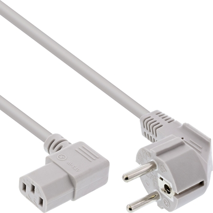 Picture of Kabel zasilajcy InLine InLine® Power cable, Schutzkontakt CEE7/7 angeled to 3pin IEC-C13 angeled, grey, 0.5m