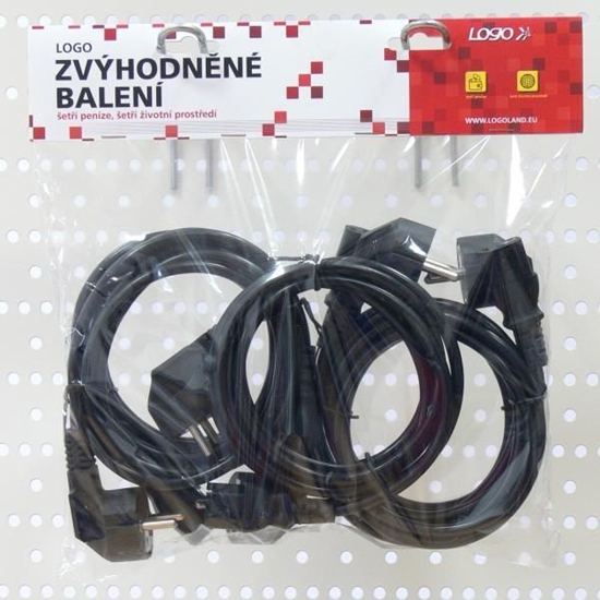 Изображение Kabel zasilajcy Logo Kabel sieciowy 230V zasilacz, CEE7 (widelec)-C13, 2m, VDE approved, czarny, Logo, 5 pack (economy), cena za 1 kus