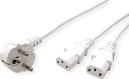 Attēls no Roline Y-Power Cable, 2x straight IEC Connector, white, 2 m