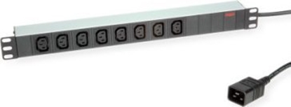 Picture of 19" PDU 8x IEC C13, 3600W, alumīnija korpuss, C20 2.0m, Roline