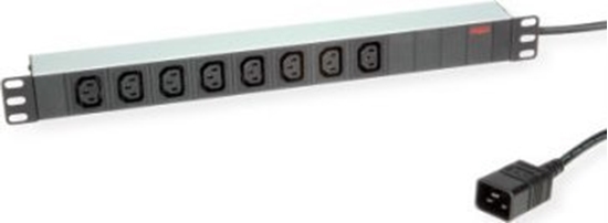Picture of 19" PDU 8x IEC C13, 3600W, alumīnija korpuss, C20 2.0m, Roline