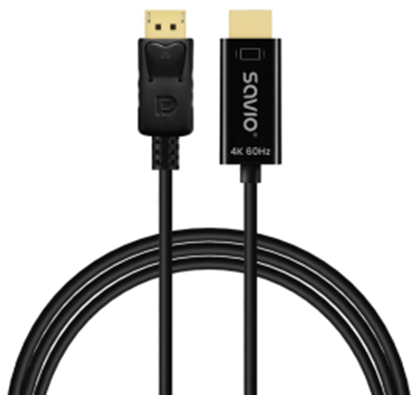 Attēls no Kabelis SAVIO Display Port - HDMI 4K 60Hz 1,5m