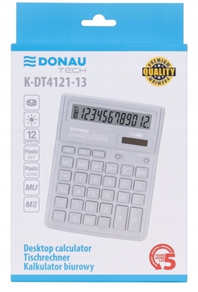 Picture of Kalkulator biurowy DONAU TECH, 12-cyfr. wywietlacz, wym. 190x143x40 mm, srebrny