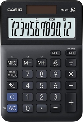 Picture of Kalkulator Casio Casio Kalkulator MS 20 F, czarna, biurkowy z obliczaniem VAT, 12 miejsc