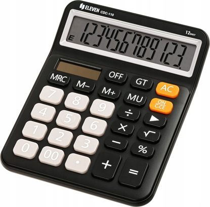 Picture of Kalkulator Eleven ELEVEN Kalkulator biurowy w kolorze czarnym, szare przyciski numeryczne, CDC110BK