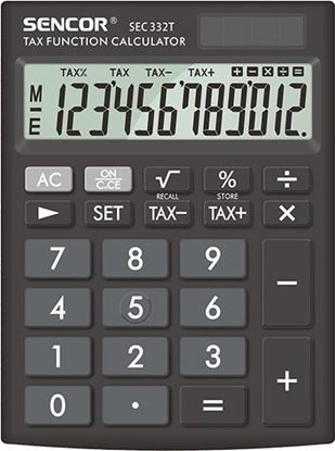 Picture of Kalkulator Sencor Sencor Kalkulator SEC 332 T, czarna, biurkowy, 12 miejsc, podwójne zasilanie