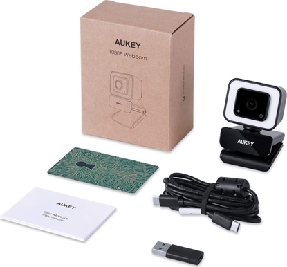 Attēls no Kamera internetowa Aukey Aukey PC-LM6 Stream Series with Ring Light Full HD Webcam with 1/3"-CMOS Sensor  black