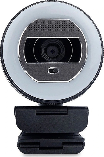 Picture of Kamera internetowa Terra TERRA Webcam Halo mit LED-Lichtkranz (C1868pro) und Privatschieber Full-HD, Auto Focus, Stereo Mic, Privacy Slider