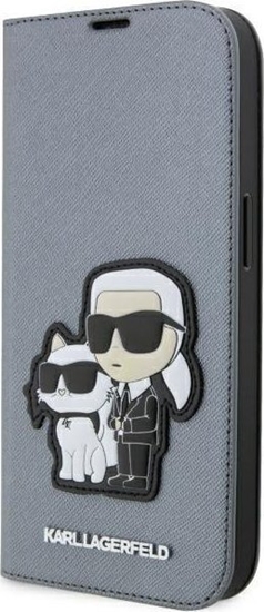 Picture of Karl Lagerfeld Etui KLBKP14XSANKCPG Apple iPhone 14 Pro Max bookcase srebrny/silver Saffiano Karl & Choupette