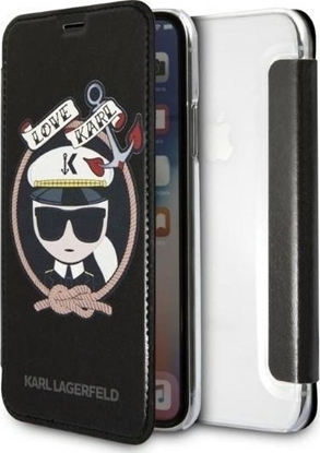 Attēls no Karl Lagerfeld Etui KLFLBKPXKSB Apple iPhone XS/X czarny/black bookcase Signature Glitter