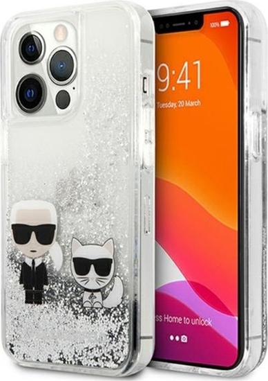 Picture of Karl Lagerfeld Etui Karl Lagerfeld KLHCP13LGKCS Apple iPhone 13 Pro srebrny/silver hardcase Liquid Glitter Karl&Choupette