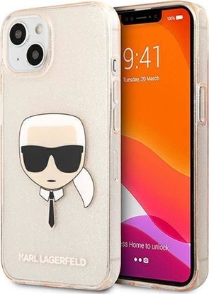 Attēls no Karl Lagerfeld Etui Karl Lagerfeld KLHCP13SKHTUGLGO Apple iPhone 13 mini zoty/gold hardcase Glitter Karl`s Head