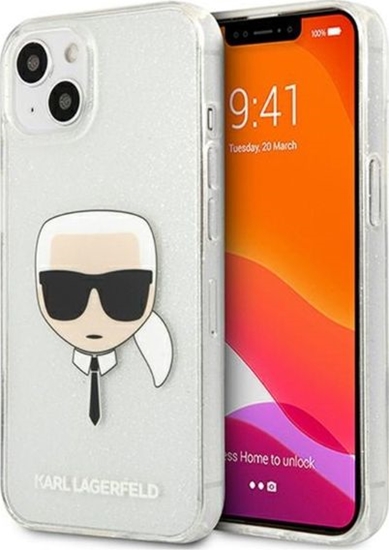 Picture of Karl Lagerfeld Etui Karl Lagerfeld KLHCP13SKHTUGLS Apple iPhone 13 mini srebrny/silver hardcase Glitter Karl`s Head