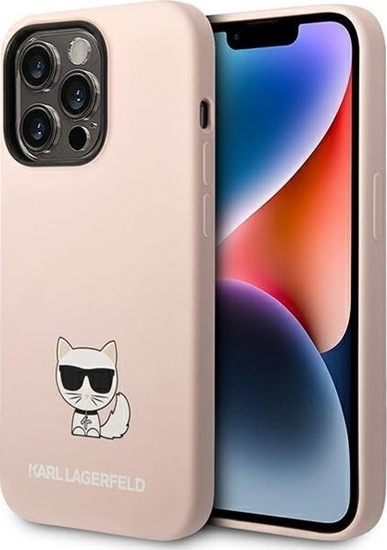 Picture of Karl Lagerfeld Etui Karl Lagerfeld KLHCP14LSLCTPI Apple iPhone 14 Pro hardcase jasnoróowy/light pink Silicone Choupette Body
