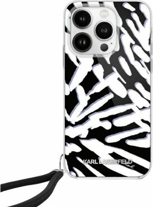 Attēls no Karl Lagerfeld Etui Karl Lagerfeld KLHCP15SHZBPKCCK Apple iPhone 15 / 14 / 13 hardcase IML Zebra Pattern & Cord czarny/black