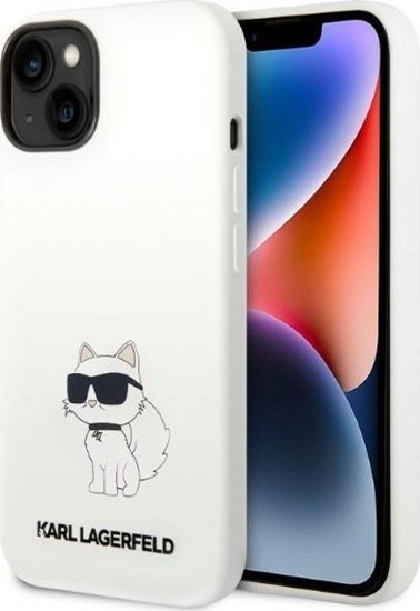 Picture of Karl Lagerfeld Etui Karl Lagerfeld KLHMP14MSNCHBCHApple iPhone 14 Plus hardcase biay/white Silicone Choupette MagSafe