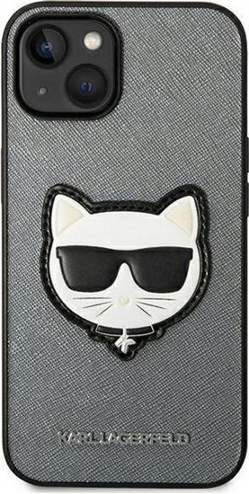 Picture of Karl Lagerfeld KARL LAGERFELD IPHONE 14 PLUS CHOUPETTE HEAD PATCH KLHCP14MSAPCHG SILVER