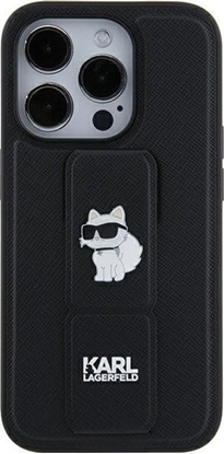 Attēls no Karl Lagerfeld KLHCN61GSACHPK iPhone 11 / Xr 6.1" czarny/black hardcase Gripstand Saffiano Choupette Pins