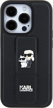 Attēls no Karl Lagerfeld KLHCN61GSAKCPK iPhone 11 / Xr 6.1" czarny/black hardcase Gripstand Saffiano Karl&Choupette Pins