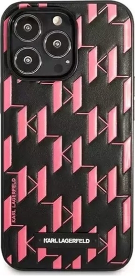 Picture of Karl Lagerfeld Apple iPhone 13 Pro Monogram Plaque Case Black Pink