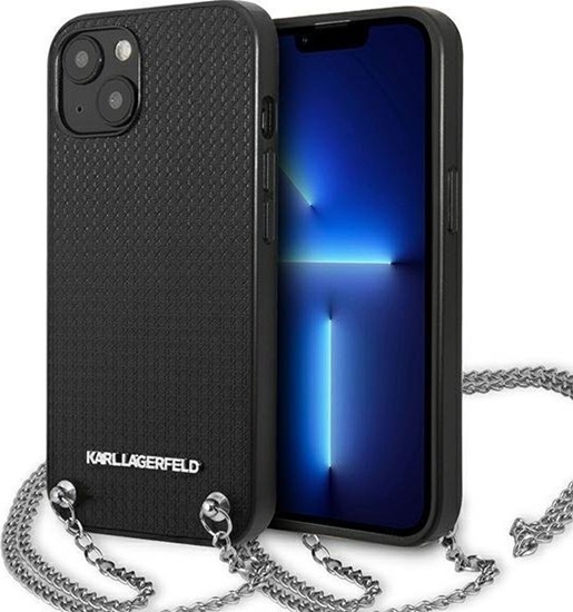 Picture of Karl Lagerfeld KLHCP13MPMK iPhone 13 6,1" hardcase czarny/black Leather Textured and Chain