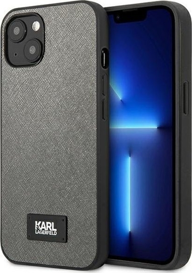 Picture of Karl Lagerfeld KLHCP13SSFMP2DG iPhone 13 mini 5,4" hardcase srebrny/srebrny Saffiano Plaque