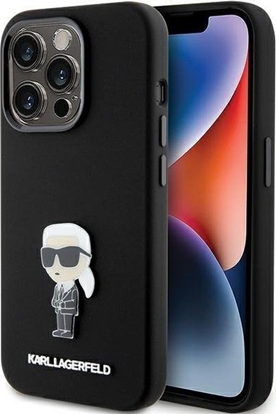 Attēls no Karl Lagerfeld Karl Lagerfeld KLHCP15LSMHKNPK iPhone 15 Pro 6.1" czarny/black Silicone Ikonik Metal Pin
