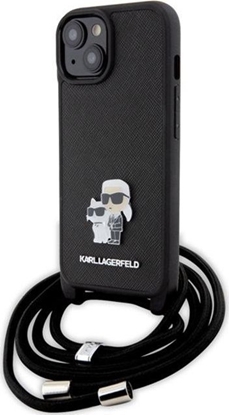Attēls no Karl Lagerfeld Karl Lagerfeld KLHCP15MSAKCPSK iPhone 15 Plus 6.7" hardcase czarny/black Crossbody Saffiano Metal Pin Karl & Choupette