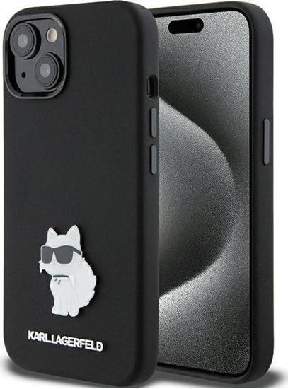 Picture of Karl Lagerfeld Karl Lagerfeld KLHCP15MSMHCNPK iPhone 15 Plus 6.7" czarny/black Silicone Choupette Metal Pin