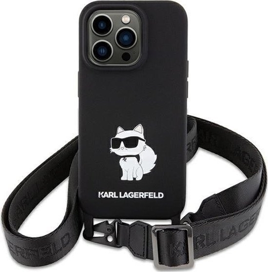 Picture of Karl Lagerfeld Karl Lagerfeld KLHCP15SSCBSCNK iPhone 15 6.1" hardcase czarny/black Crossbody Silicone Choupette