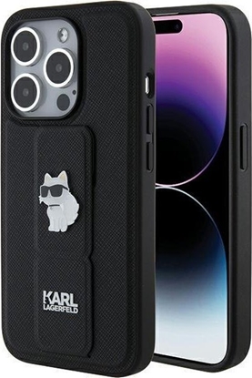 Attēls no Karl Lagerfeld KLHCP15XGSACHPK iPhone 15 Pro Max 6.7" czarny/black hardcase Gripstand Saffiano Choupette Pins