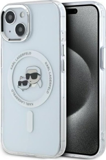 Изображение Karl Lagerfeld Karl Lagerfeld KLHMP14SHLSKCH iPhone 14   6.1" biay/white hardcase IML Metal Karl&Choupette Head MagSafe