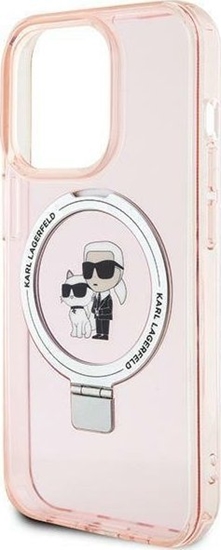 Picture of Karl Lagerfeld Karl Lagerfeld KLHMP15LHMRSKCP iPhone 15 Pro 6.1" róowy/pink hardcase Ring Stand Karl&Choupettte MagSafe