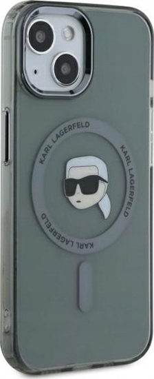 Picture of Karl Lagerfeld IML Karl Head Metal Frame MagSafe Case for iPhone 15 / Black