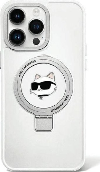 Picture of Karl Lagerfeld Karl Lagerfeld KLHMP15SHMRSCHH iPhone 15 6.1" biay/white hardcase Ring Stand Choupette Head MagSafe