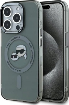 Attēls no Karl Lagerfeld Karl Lagerfeld KLHMP15XHLSKCK iPhone 15 Pro Max 6.7" black/black hardcase IML Metal Karl&Choupette Head MagSafe