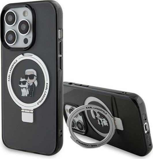 Picture of Karl Lagerfeld Karl Lagerfeld KLHMP15XHMRSKCK iPhone 15 Pro Max 6.7" czarny/black hardcase Ring Stand Karl&Choupettte MagSafe