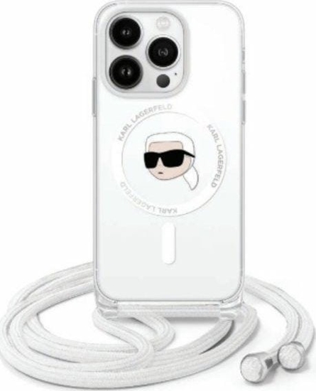 Picture of Karl Lagerfeld Karl Lagerfeld KLHMP16XHCKHNT iPhone 16   Pro Max 6.9" hardcase transparent Crossbody IML Karl Head Magsafe