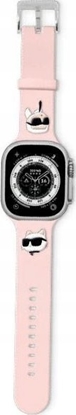 Изображение Karl Lagerfeld Pasek Karl Lagerfeld KLAWLSLKCNP Apple Watch 4/5/6/7/8/9/SE/Ultra 42/44/45/49mm strap 3D Rubber Karl&Choupette Heads róowy/pink