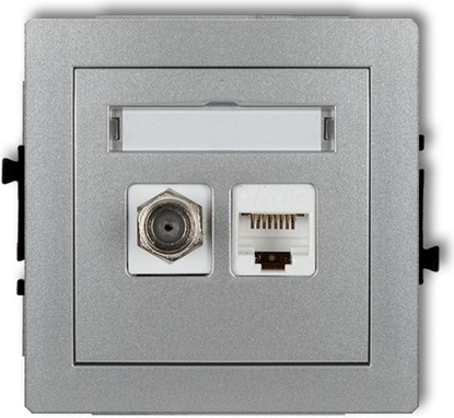 Picture of Karlik Gniazdo antenowe pojedyncze SAT + gniazda komputerowe pojedyncze 1xRJ45 srebrny metalik (7DGFK)