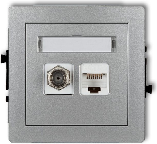 Picture of Karlik Gniazdo antenowe pojedyncze SAT + gniazda komputerowe pojedyncze 1xRJ45 srebrny metalik (7DGFK)