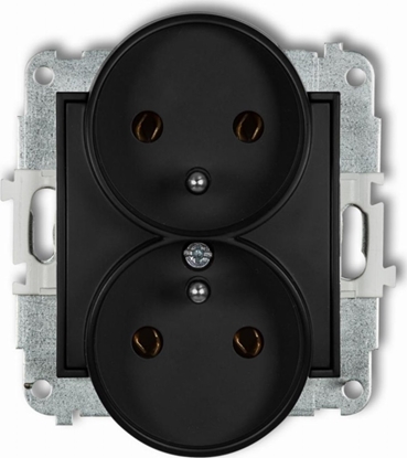 Attēls no Karlik Gniazdo podwójne do ramki Karlik Icon 12IGPR-2z z uziemieniem 2x2P+Z bez przeson torów prdowych czarny mat