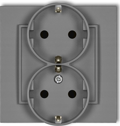 Picture of Karlik Gniazdo podwójne Karlik Mini 27MGP-2sp z uziemieniem SCHUKO 2x2P+Z przesony torów prdowych szary mat