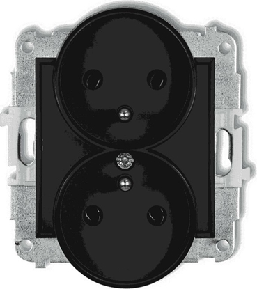 Picture of Karlik MINI Gniazdo podwójne z/u czarny mat 12MGPR-2z