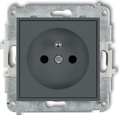 Attēls no Karlik MINI Gniazdo pojedyncze z/u z przesonami grafitowy mat 28MGP-1zp