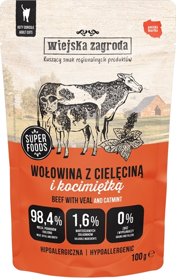 Изображение Karma mokra dla kota Woowina z cielcin i kocimitk (dorosy) 100g